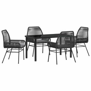 vidaXL Ensemble de salle à manger pour jardin 5 Pièces Noir polyrotin