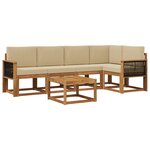 vidaXL Ensemble de canapés d'extérieur 6 Pièces Naturel et Beige