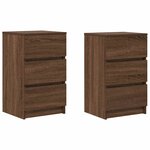 vidaXL Tables de chevet avec 3 tiroirs 2 Pièces chêne marron 39x35x65 cm
