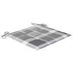 vidaXL Chaises de jardin et coussins à carreaux gris 4 Pièces Teck massif