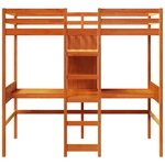 vidaXL Lit mezzanine avec bureau et étagères brun cire 90x200 cm pin