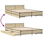 vidaXL Cadre de lit avec tiroirs sans matelas chêne sonoma 120x200 cm
