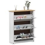 vidaXL Cabinet à chaussures Corona Blanc 99 x 32 x 122 cm Pin massif