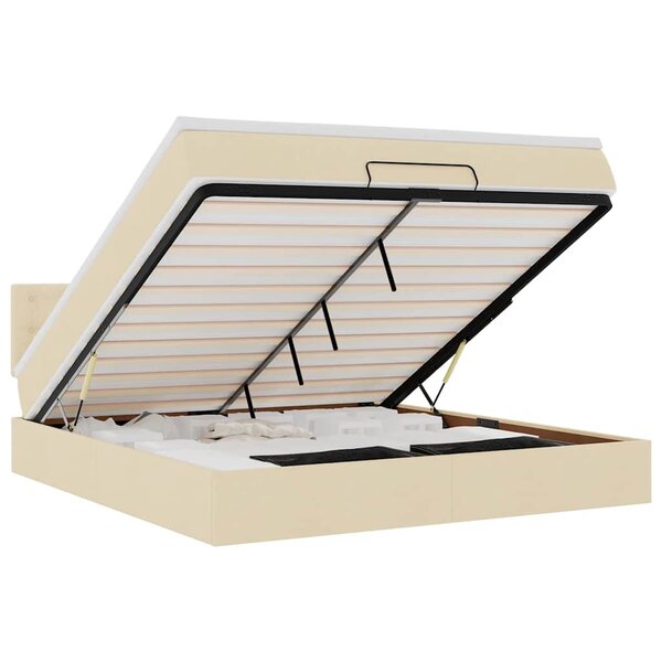 VidaXL Cadre de lit ottoman avec matelas crème 160x200 cm tissu
