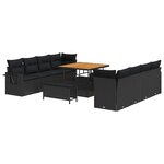 vidaXL Ensemble de canapé de jardin 11 Pièces Noir 100 x 100 x 71 cm