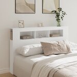 vidaXL Tête de lit à LED blanc 160x18 5x103 5 cm bois d'ingénierie