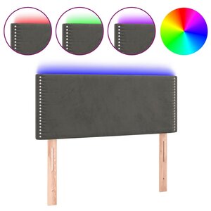 vidaXL Tête de lit à LED Gris foncé 90x5x78/88 cm Velours