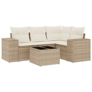 vidaXL Salon de jardin avec coussins 5 Pièces beige résine tressée
