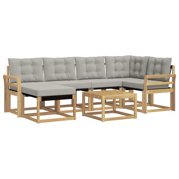vidaXL Ensemble de canapés d'extérieur 7 Pièces Blanc et gris clair