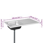 vidaXL Jeu d'évier de cuisine et égouttoir argenté 1000x600x155mm inox