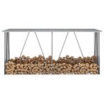 vidaXL Abri de stockage de bois Acier galvanisé 330x84x152 cm Gris