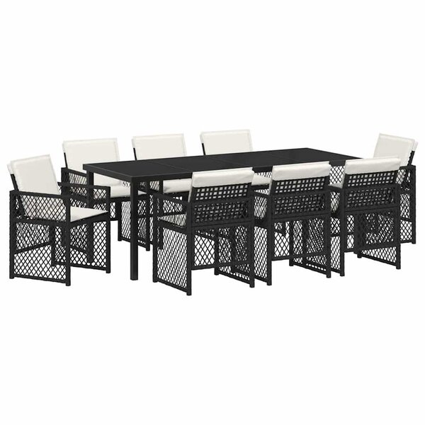 vidaXL Ensemble de salle à manger pour jardin 9 Pièces Noir polyrotin