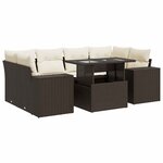vidaXL Salon de jardin avec coussins 7 Pièces marron résine tressée