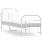 vidaXL Cadre de lit métal sans matelas avec pied de lit blanc 75x190cm