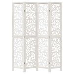 vidaXL Cloison de séparation 4 panneaux blanc bois de paulownia massif