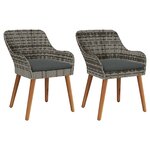 vidaXL Chaise de jardin 2 Pièces Gris 55 x 62 5 x 82 cm polyrotin