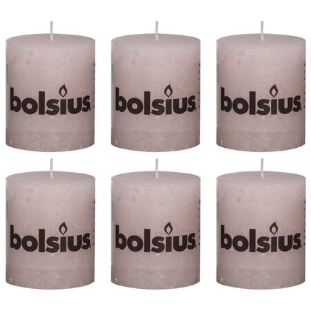 Bolsius bougies pilier rustiques 6 pièces 80 x 68 mm rose pastel