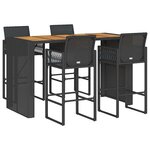 vidaXL Ensemble de bar de jardin 5 Pièces sans coussins noir poly rotin