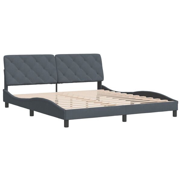 vidaXL Cadre de lit avec tête de lit Gris foncé 180x200 cm Velours