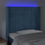 vidaXL Tête de lit à LED Bleu foncé 83x16x118/128 cm Velours