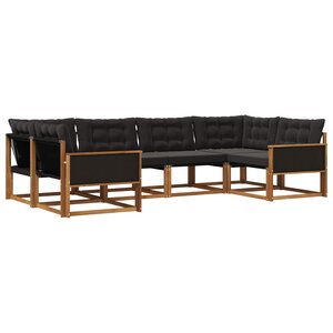 vidaXL Ensemble de canapés d'extérieur 6 pc Naturel et noir