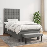vidaXL Sommier à lattes de lit avec matelas Gris foncé 90x200 cm Tissu