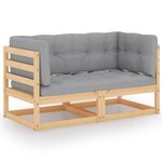 Salon de jardin meuble d'extérieur ensemble de mobilier 3 pièces avec coussins bois de pin massif 02_0015935