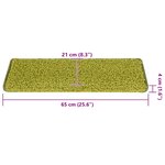 vidaXL Tapis d'escalier 30 pièces 65 x 21 x 4 cm Vert Bordure rectangulaire