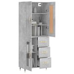 vidaXL Buffet haut Gris béton 69 5x34x180 cm Bois d'ingénierie