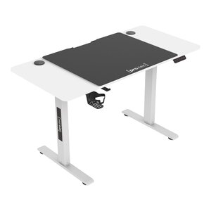 Bureau table poste de travail électrique à hauteur réglable assis debout avec 4 roulettes 120 x 60 cm blanc 03_0009079