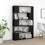 vidaXL Bibliothèque Séparateur de pièce Noir Bois d'ingénierie