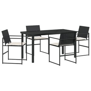 vidaXL Ensemble de Dîner de Jardin 5 Pièces avec Coussins Noir Rotin Poly