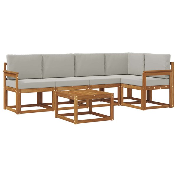 vidaXL Ensemble de canapés d'extérieur 6 Pièces Gris Naturel et Clair