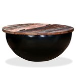 vidaXL Table basse Bois de récupération massif Noir Forme de bol