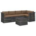 vidaXL Salon palette de jardin 6 Pièces avec coussins Bois de pin massif