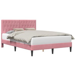 vidaXL Cadre de lit avec tête de lit Rose 140 x 200 cm Velours
