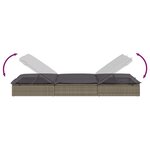 vidaXL Chaise longue à 2 places avec coussins gris résine tressée