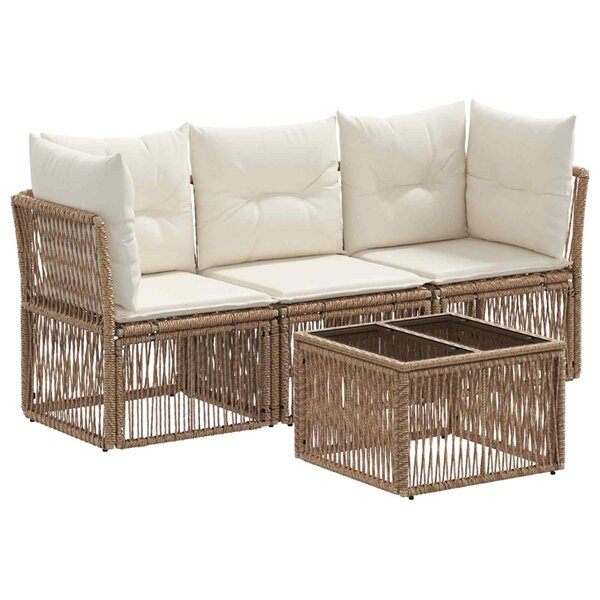 vidaXL Ensemble de canapé de jardin 4 Pièces Beige polyrotin