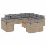 vidaXL Salon de jardin avec coussins 13 Pièces beige résine tressée