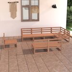 vidaXL Salon de jardin 8 Pièces marron miel bois de pin massif