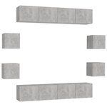 vidaXL Ensemble de meubles TV 8 Pièces Gris béton Bois d'ingénierie