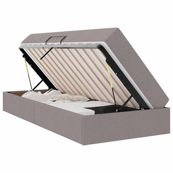 vidaXL Lit avec rangement et matelas Taupe 90 x 200 cm Polyester
