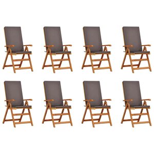vidaXL Chaise de jardin 8 pc Marron et gris Bois de teck massif