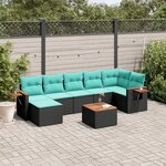 vidaXL Salon de jardin 8 Pièces avec coussins noir résine tressée