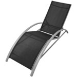 vidaXL Chaises longues et parasol Aluminium Noir