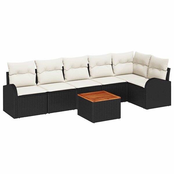 vidaXL Ensemble de canapé de jardin 7 Pièces Noir  blanc