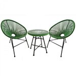 Acapulco : Ensemble 2 fauteuils oeuf + table basse vert