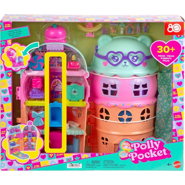 Mattel JFT91 - Polly Pocket - Coffret maison cornet de glace avec figurines