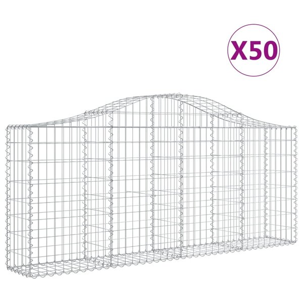 vidaXL Paniers à gabions arqués 50 Pièces 200x30x80/100 cm Fer galvanisé