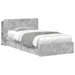 vidaXL Cadre de lit avec rangement avec tiroir Gris béton 90 x 190 cm